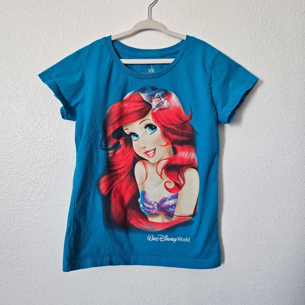 Disney Parks Ariel The Little Mermaid Blue Graphic T-Shirt Kids Large